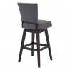 Armen Living Gia 26" Counter Height Swivel Grey Fabric and Espresso Wood Bar Stool Back