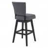 Armen Living Gia 30" Bar Height Swivel Grey Fabric and Espresso Wood Bar Stool Back