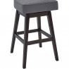 Armen Living Gia 26" Counter Height Swivel Grey Fabric and Espresso Wood Bar Stool