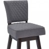 Armen Living Gia 26" Counter Height Swivel Grey Fabric and Espresso Wood Bar Stool Half Front