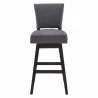 Armen Living Gia 26" Counter Height Swivel Grey Fabric and Espresso Wood Bar Stool Front - Armen Living Gia 26" Counter Height Swivel Grey Fabric and Espresso Wood Bar Stool Front
