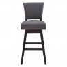 Armen Living Gia 30" Bar Height Swivel Grey Fabric and Espresso Wood Bar Stool Front