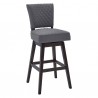 Armen Living Gia 26" Counter Height Swivel Grey Fabric and Espresso Wood Bar Stool Front