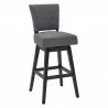 Armen Living Gia 26" Counter Height Swivel Grey Fabric and Espresso Wood Bar Stool Front - Armen Living Gia 26" Counter Height Swivel Grey Fabric and Espresso Wood Bar Stool Front