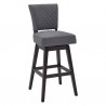 Armen Living Gia 30" BarHeight Swivel Grey Fabric and Espresso Wood Bar Stool Front