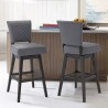 Armen Living Gia 26" Counter Height Swivel Grey Fabric and Espresso Wood Bar Stool