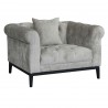 Armen Living Glamour Contemporary Chair with Black Iron Finish Base and Beige Fabric - Angled
