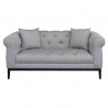 Armen Living Glamour Contemporary Loveseat with Black Iron Finish Base and Grey Fabric - Front