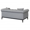Armen Living Glamour Contemporary Loveseat with Black Iron Finish Base and Grey Fabric - Back Angle