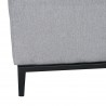 Armen Living Glamour Contemporary Loveseat with Black Iron Finish Base and Grey Fabric - Leg Close-Up