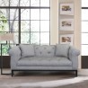 Armen Living Glamour Contemporary Loveseat with Black Iron Finish Base and Grey Fabric - Lifestyle
