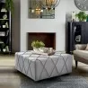 Armen Living Gemini Contemporary Ottoman in Silver Linen with Piping Accents and Wood Legs Lifestyle - Armen Living Gemini Contemporary Ottoman in Silver Linen with Piping Accents and Wood Legs Lifestyle