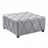 Armen Living Gemini Contemporary Ottoman in Silver Linen with Piping Accents and Wood Legs