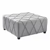Armen Living Gemini Contemporary Ottoman in Silver Linen with Piping Accents and Wood Legs - Armen Living Gemini Contemporary Ottoman in Silver Linen with Piping Accents and Wood Legs