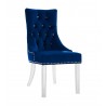 Gobi Modern and Contemporary Tufted Dining Chair in Blue Velvet with Acrylic Legs - White BG