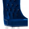 Gobi Modern and Contemporary Tufted Dining Chair in Blue Velvet with Acrylic Legs - Close-Up