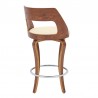 Armen Living Grady Swivel Cream Faux Leather and Walnut Wood Bar Stool Back Angle