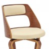 Armen Living Grady Swivel Cream Faux Leather and Walnut Wood Bar Stool Half