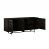 Armen Living Gatsby Oak and Metal Buffet Cabinet Open