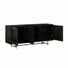 Gatsby Oak and Metal  Buffet Cabinet - Cabinets Opened