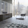 Armen Living Gwen Contemporary Dining Chair in Chrome Finish with Gray Faux Leather - Set of 2