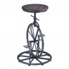 Armen Living Harlem Adjustable Height Swivel Pine Wood and Metal Bicycle Bar Stool Side