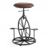 Armen Living Harlem Adjustable Height Swivel Wrangler Fabric and Metal Bicycle Bar Stool Side