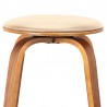 Armen Living Harbor 26" Counter Height Backless Swivel Cream Faux Leather and Walnut Wood Mid-Century Modern Bar Stool Front top