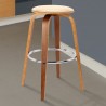 Armen Living Harbor 26" Counter Height Backless Swivel Cream Faux Leather and Walnut Wood Mid-Century Modern Bar Stool