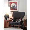 Inge Lounge Chair Dark Grey Fabric with Ash Stained Walnut Wood - Lifestyle