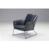 Jasper Lounge Chair Antique Black Leather with Light Black Powdered Coated Steel - Angled View