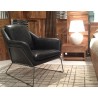 Jasper Lounge Chair Antique Black Leather with Light Black Powdered Coated Steel - Lifestyle