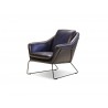 Jasper Lounge Chair Midnight Blue Leather with Light Black Powdered Coated Steel - Angled View