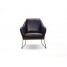 Jasper Lounge Chair Midnight Blue Leather with Light Black Powdered Coated Steel - Front