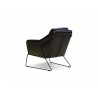 Jasper Lounge Chair Midnight Blue Leather with Light Black Powdered Coated Steel - Back Angled