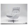 Lars Swivel Lounge Chair Light Grey Fabric with Polished Cast Aluminum Base