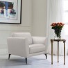 Armen Living Hope Contemporary Chair in Genuine Dove Gray Leather with Black Metal Legs | Fiber