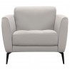 Hope Contemporary Chair in Genuine Dove Grey Leather with Black Metal Legs - Front