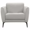 Hope Contemporary Chair in Genuine Dove Grey Leather with Black Metal Legs - Front - Hope Contemporary Chair in Genuine Dove Grey Leather with Black Metal Legs - Front