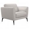 Hope Contemporary Chair in Genuine Dove Grey Leather with Black Metal Legs - Angled