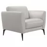 Hope Contemporary Chair in Genuine Dove Grey Leather with Black Metal Legs - Angled - Hope Contemporary Chair in Genuine Dove Grey Leather with Black Metal Legs - Angled