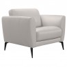 Armen Living Hope Contemporary Chair in Genuine Dove Gray Leather with Black Metal Legs | Fiber 1