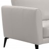 Armen Living Hope Contemporary Sofa in Genuine Dove Grey Leather with Black Metal Legs - Side Close-Up