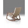 Percy Rocking Lounge Chair Sand Tweed Fabric with Ash Stained Light Walnut - Back Angle