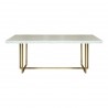 Armen Living Harmony Contemporary Dining Table in Brushed Gold Finish and Ash Veneer Top - Front