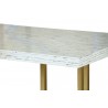 Armen Living Harmony Contemporary Dining Table in Brushed Gold Finish and Ash Veneer Top - Edge Close-Up