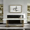 Armen Living Harmony Contemporary Dining Table in Brushed Gold Finish and Ash Veneer Top - Lifestyle 1