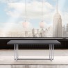 Armen Living Harmony Contemporary Dining Table In Silver Finish And Gray Veneer Top