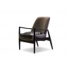 Reynolds Lounge Chair Ash Grey Fabric and Antique Black Distressed Leather Seat - Angled