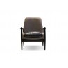 Reynolds Lounge Chair Ash Grey Fabric and Antique Black Distressed Leather Seat - Front